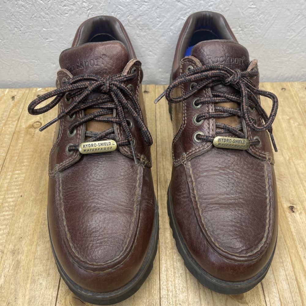 Rockport Hydro Shield Waterproof Leather Shoes Mens 9 N Brown Casual